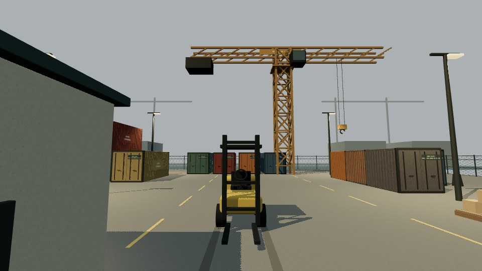 An industrial shipping yard filled with cargo containers.